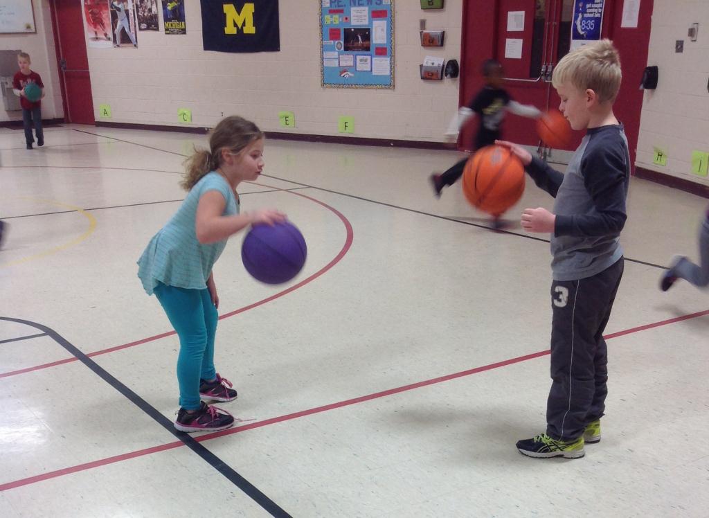 2nd Grade Students working on Dribbling